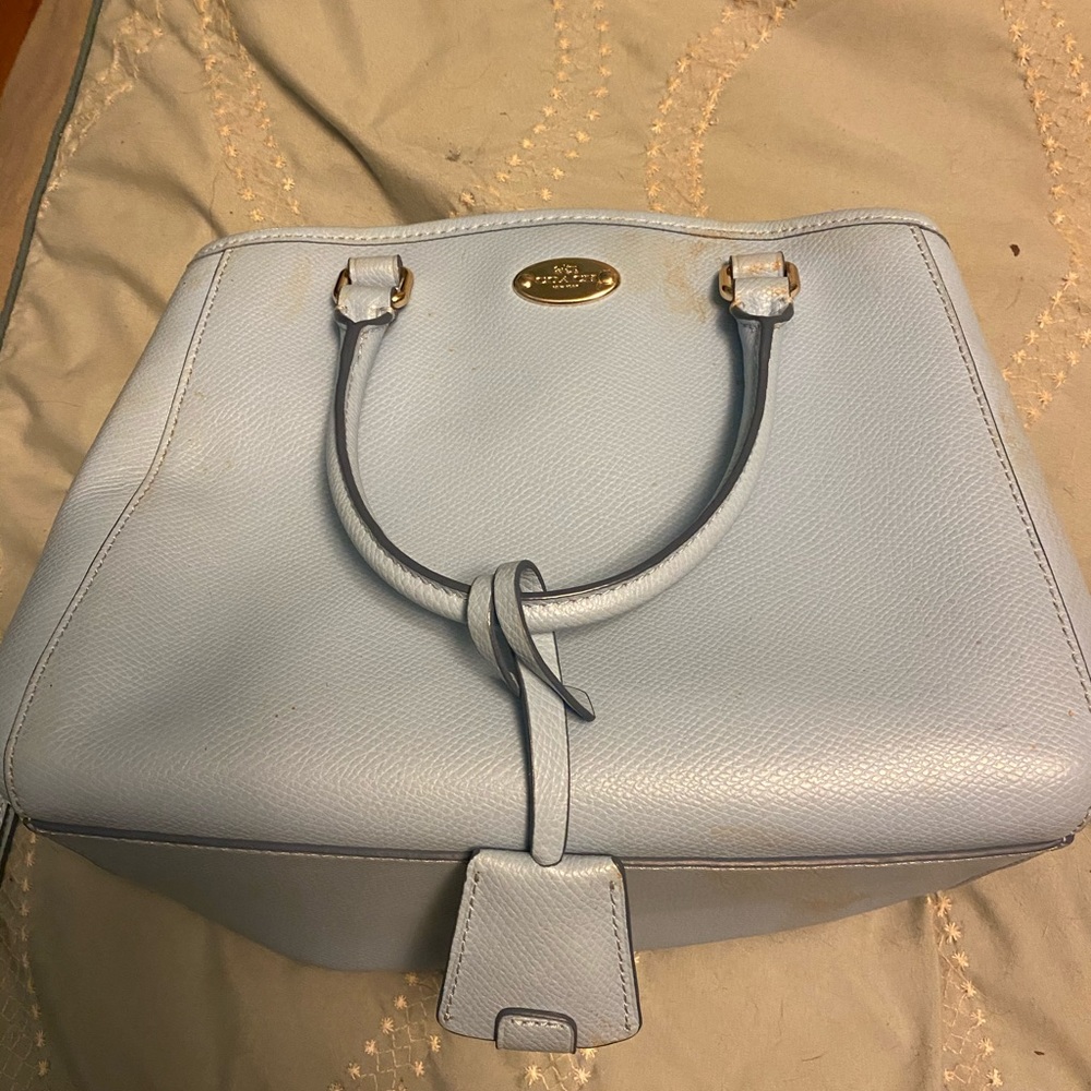 Authentic coach blue leather bag